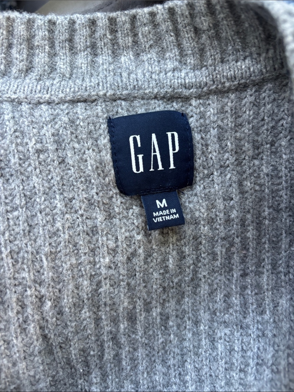 GAP Gray Ribbed Button-Front Sweater Vest - Picture 3 of 3
